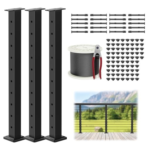 4-12ft Complete Set6" Cable Railing Post Kits, Stainless Level Post Kits 3