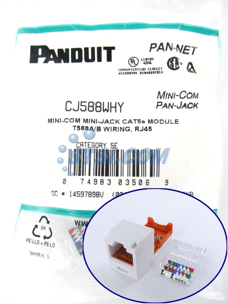 Panduit CJ588WHY Cat5/Cat5e Mini-Com Jack White ~STSI