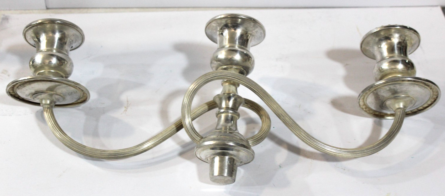 Pair Sterling Silver Preisner Candelabra Georgian 3 Arm Candlesticks 16" #743