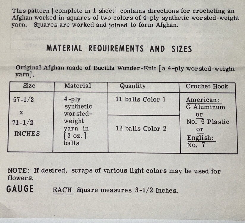 518 Vintage Afghan Pattern to Crochet (Repro)