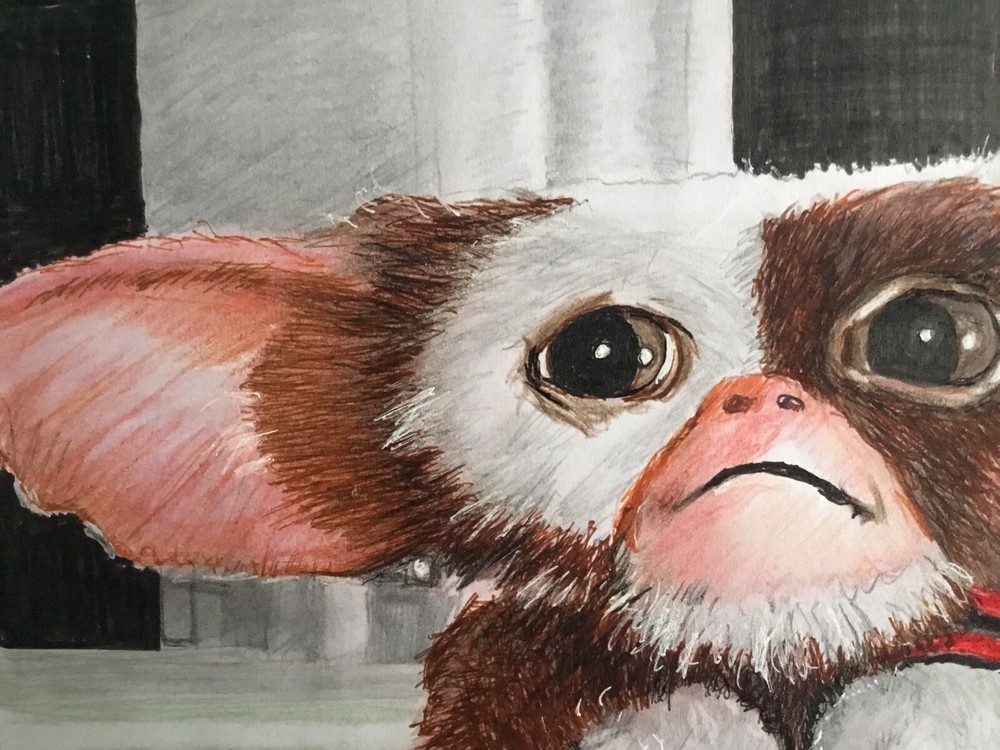 Gizmo from Gremlins Original Portrait Drawing