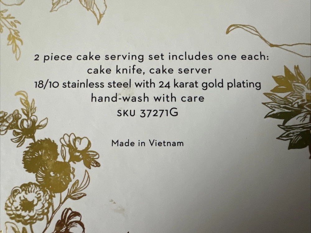MacKenzie Childs Gold Check Cake Serving Set READ Description