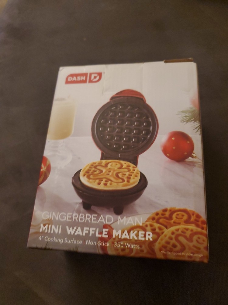 Dash Gingerbread Man Mini Waffle Maker, Red - New