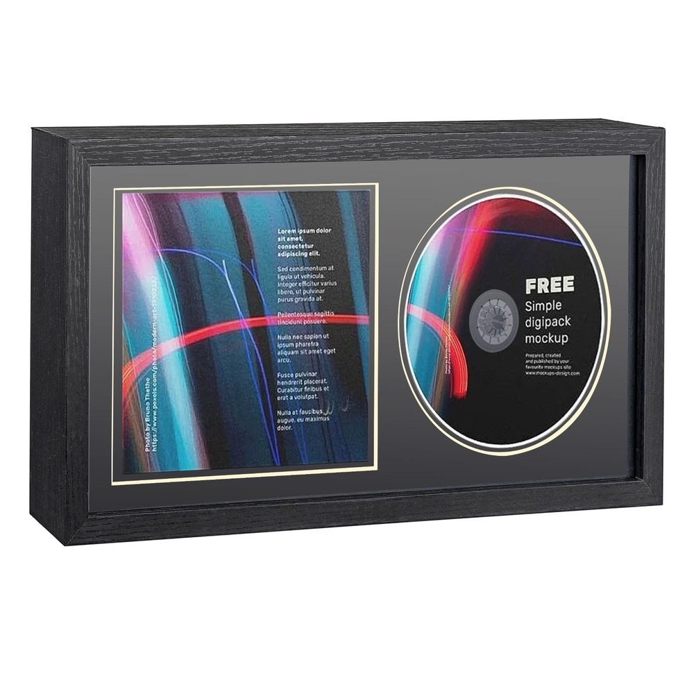 CD Display Frame 13x7 Inch, Shatter-Resistant Solid Wood Case for Signed Disc...