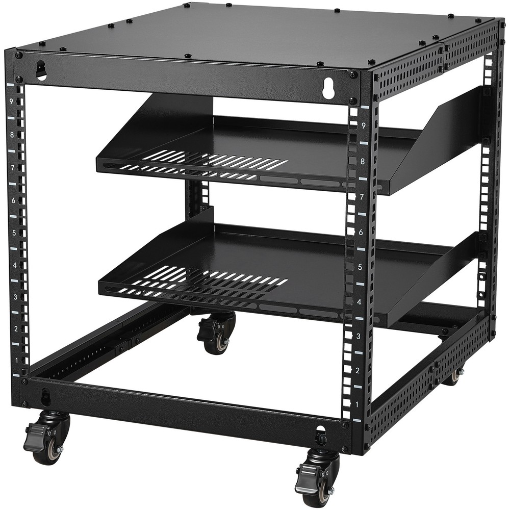 VEVOR 9U 4 Post Open Frame Server Rack Network Enclosure 23''-40'' Adjustable