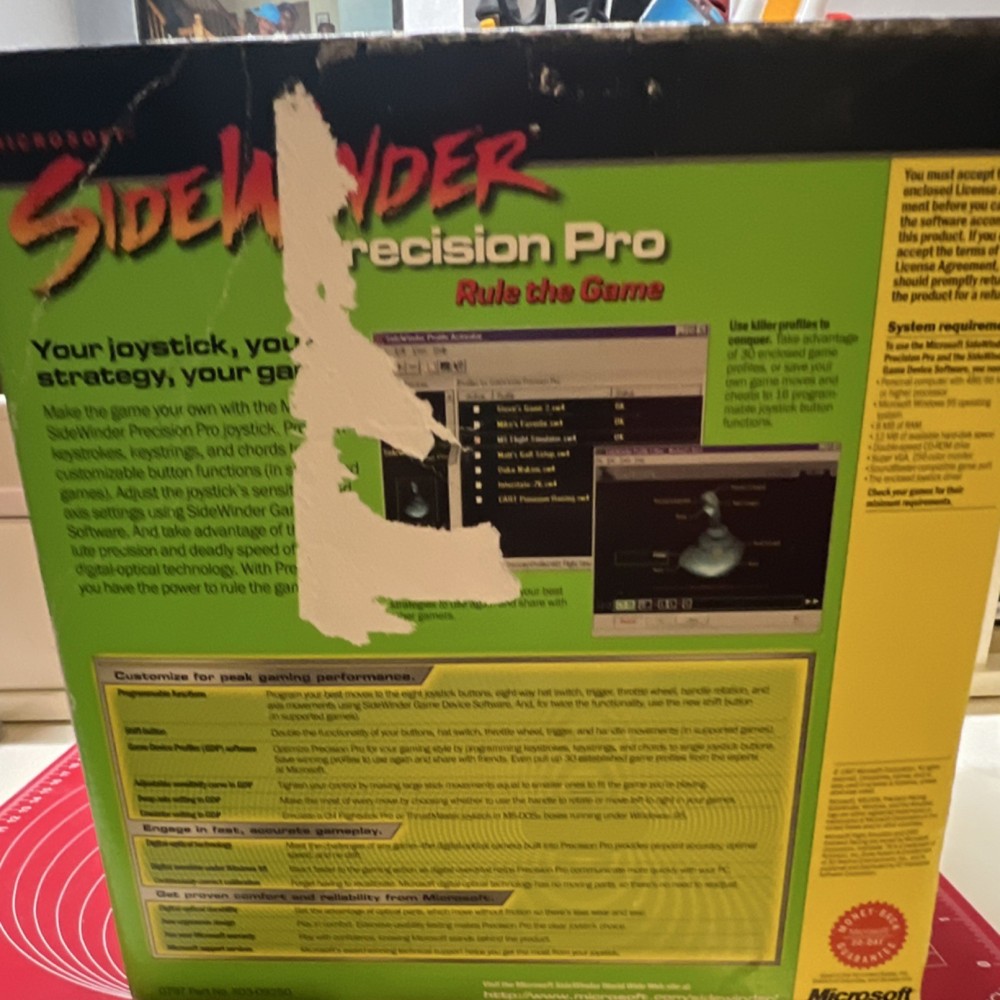 Microsoft SideWinder Precision Pro Wired Serial Joystick PC Windows 95 Throttle