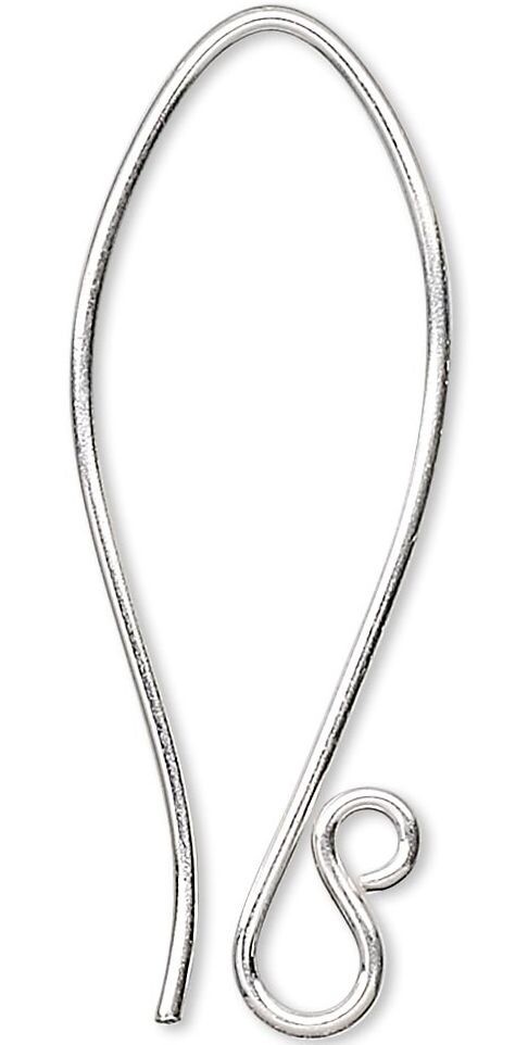 Ear Wire, 10 Pair Sterling Silver 19 Gauge 35mm Folded Fishhook with Loop