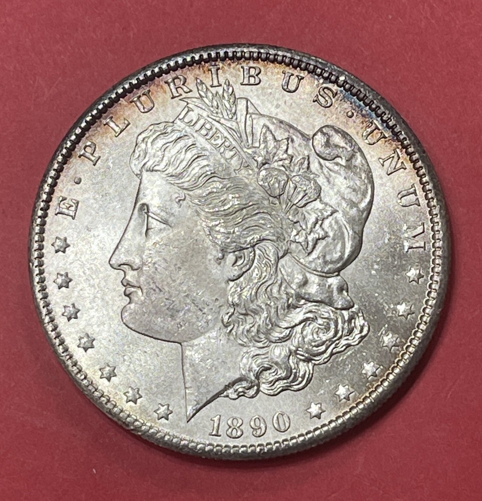 1890 S Morgan Silver Dollar, Choice to Gem Uncirculated.