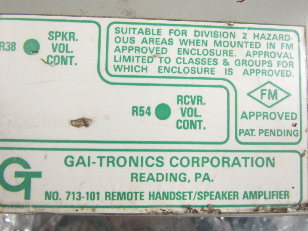GAI-TRONICS 713-101 REMOTE HANDSET SPEAKER AMPLIFIER ***GOOD***