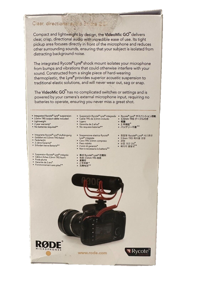 Rode VideoMic GO Lightweight On Camera Microphone