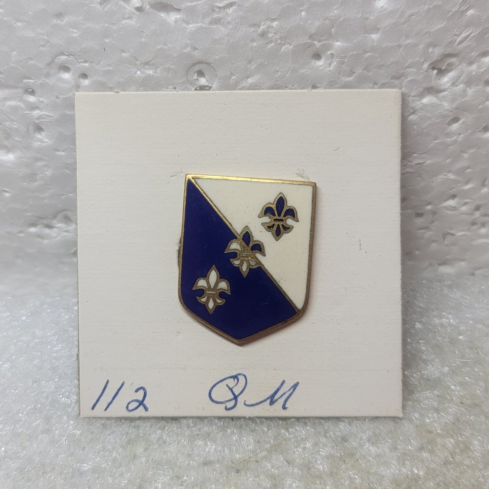 VTG Army WW2 112th QUARTERMASTER TRANSPORTATION BATTALION NHM DI DUI Crest Pin
