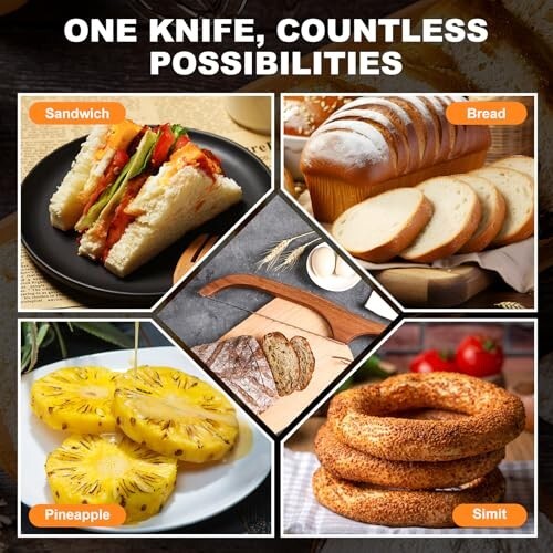 15.7 in Serrated Bread Slicer, Sourdough Bread Knife, Stainless Steel Bow Knife
