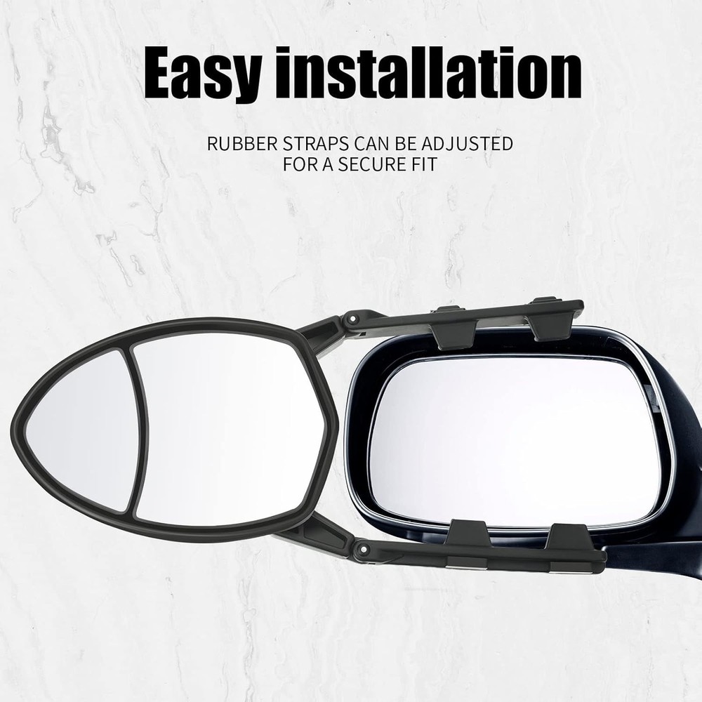 Durable 2-Piece Black Towing Mirror Set - Easy Installation & Adjustable