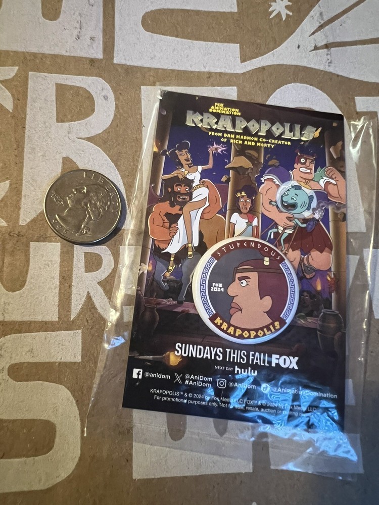 SDCC 2024 Exclusive Limited Button from Krapopolis Fox Promo Show Rare Handout