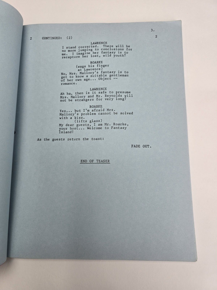FANTASY ISLAND / 1983 TV Script, "Second Time Around/Three's a Crowd"