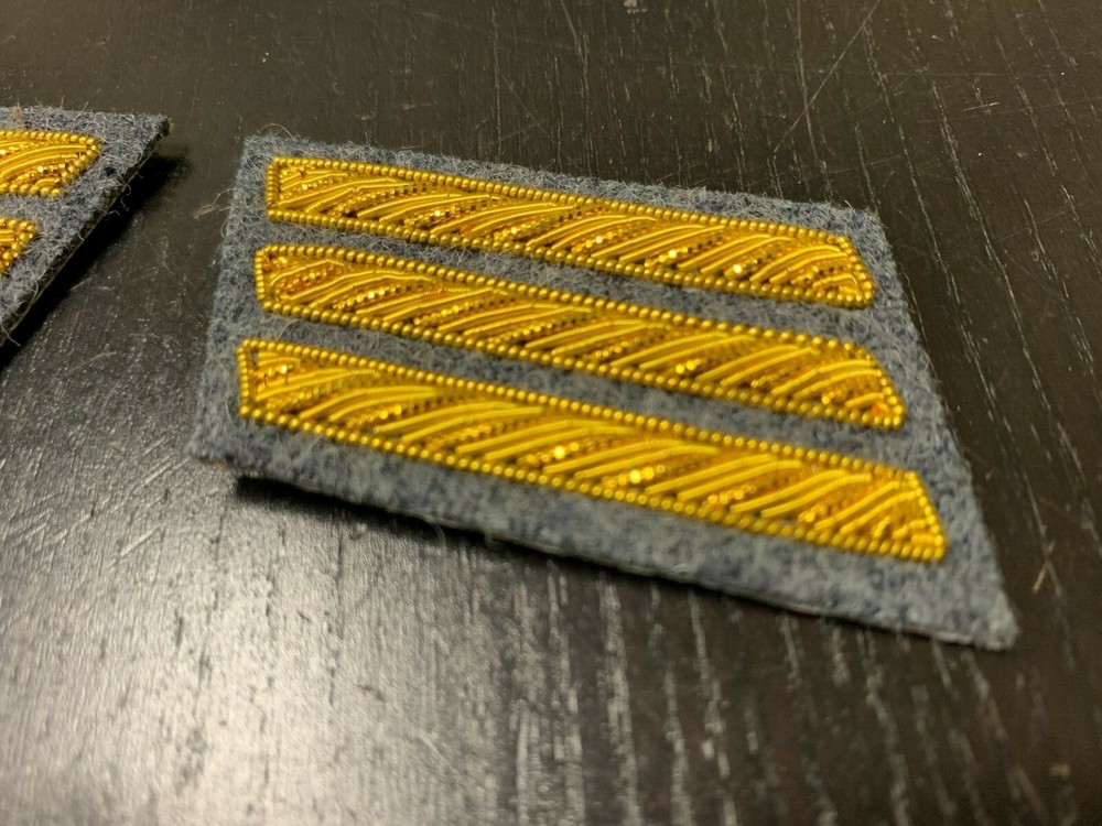 CSA Gold Embroidered Captains Bars - MEDIUM GREY Background Pair - NEW