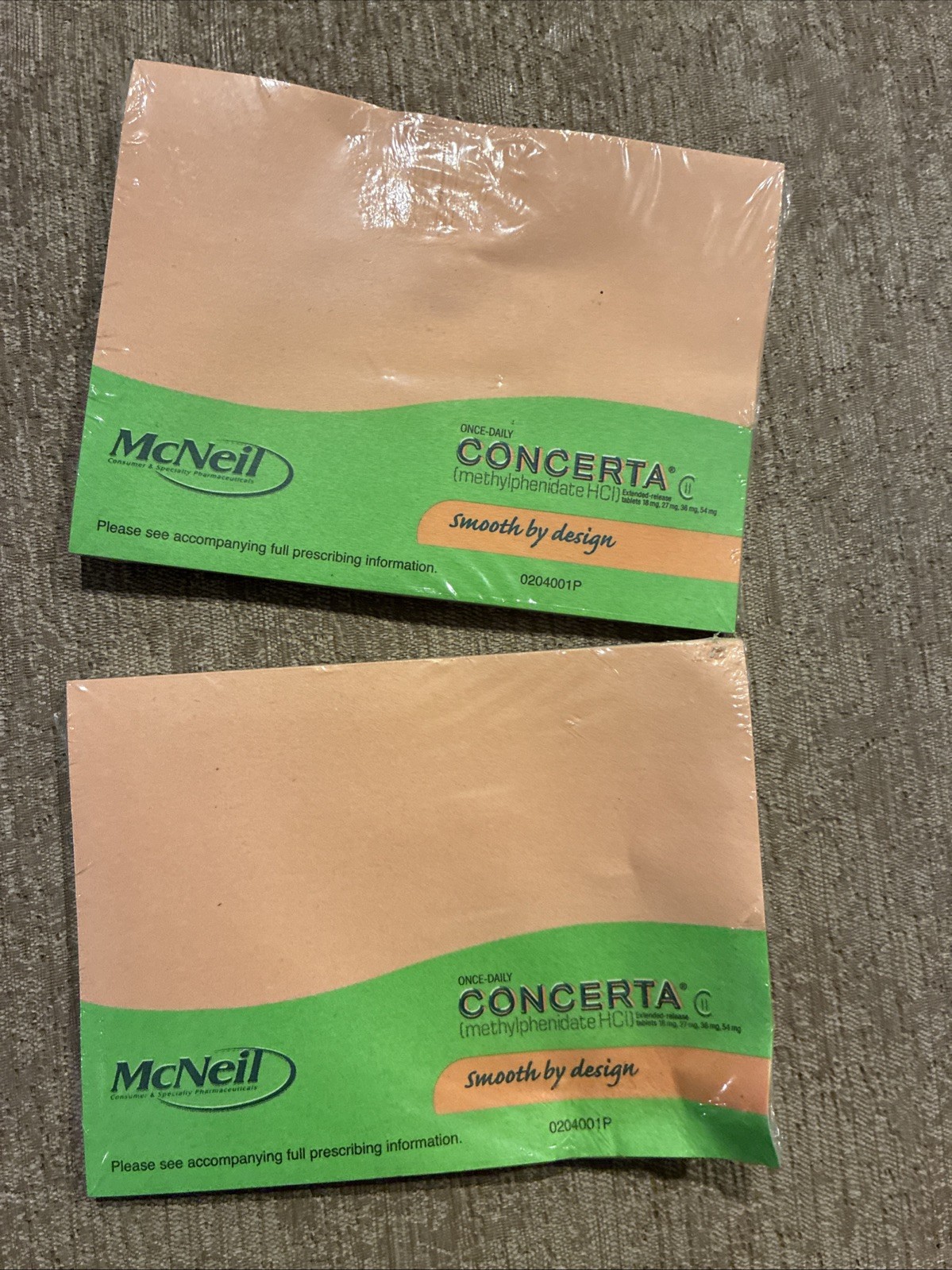 2 Concerta SEALED Post It Notes  CNS Stimulant ADHD Dopamine Drug Pharma  McNeil