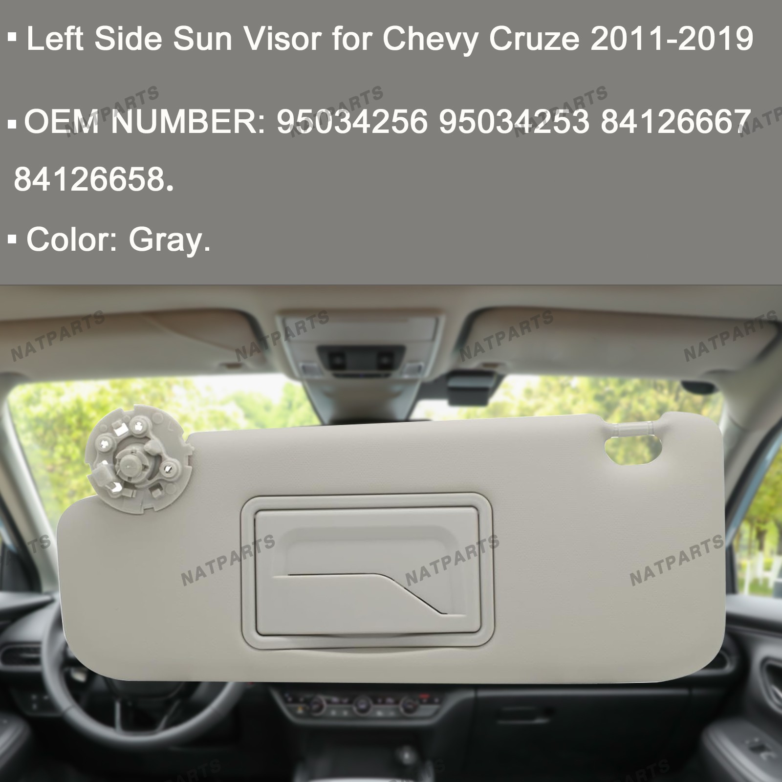 Left Driver Sun Visor For Chevy Cruze 2011-2019 ‎95034256 95034253 84126667