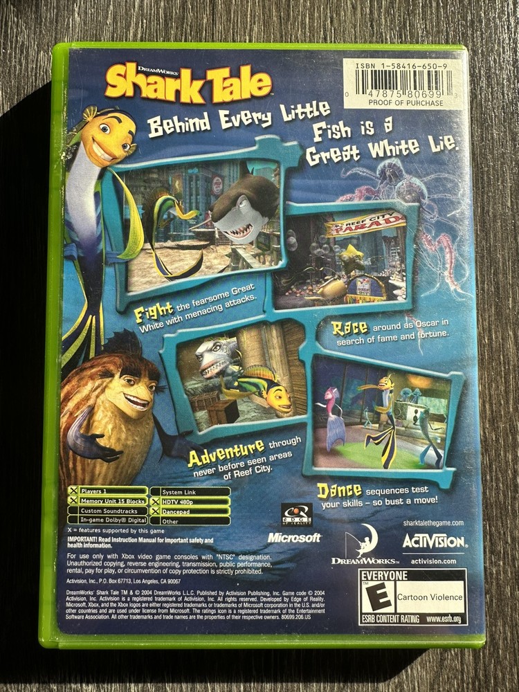DreamWorks' Shark Tale (Microsoft Xbox, 2004) Case Only