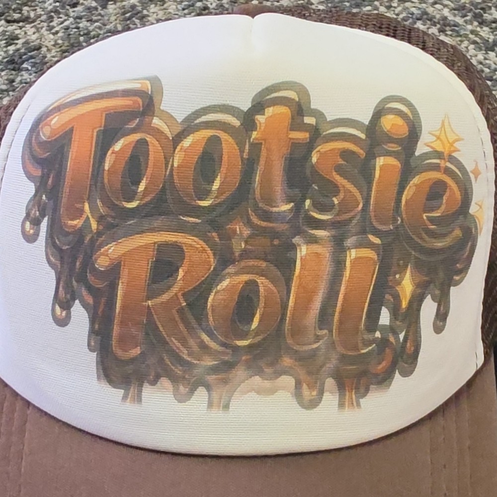 Tootsie Roll Brown White Mesh Trucker Hat Adjustable Candy Theme