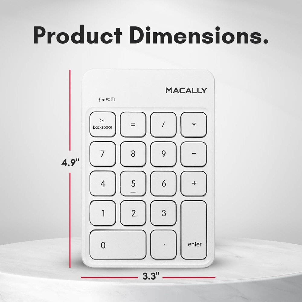 Macally USB C Wireless Number Pad | Numeric Keypad for Mac MacBook iMac | Wir...