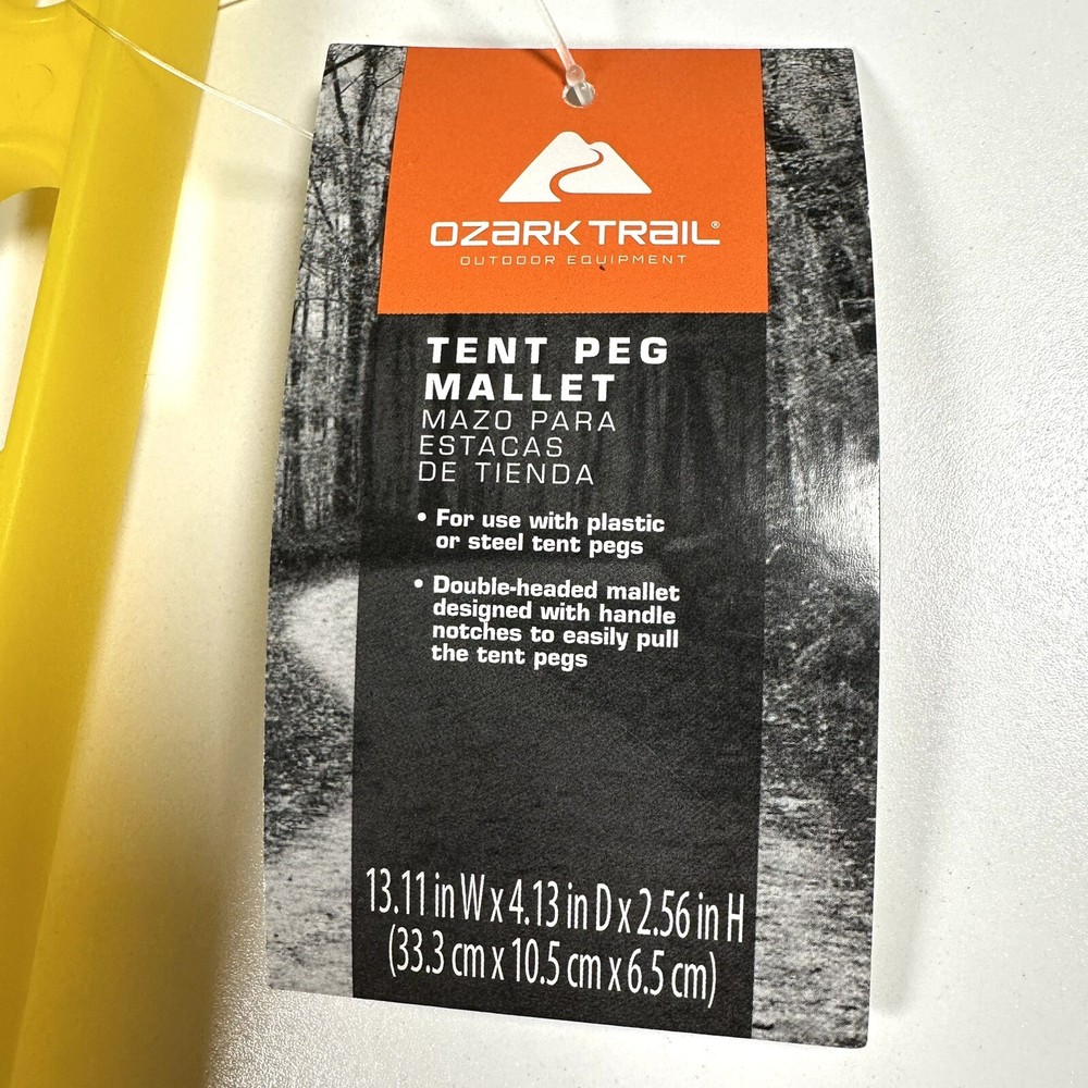 Ozark Trail Tent Peg Mallet Double-Headed With Peg Pull Notches *NWT*