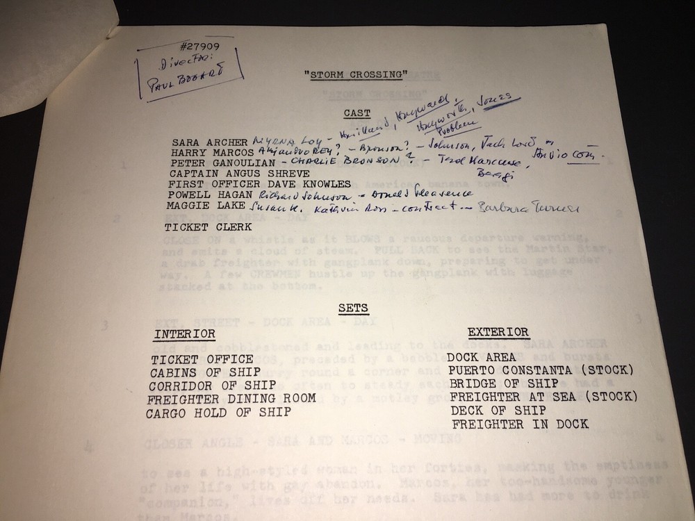 CHRYSLER THEATER (9-1-66) "STORM CROSSING" FINAL REVISED DRAFT wCASTING NOTES!