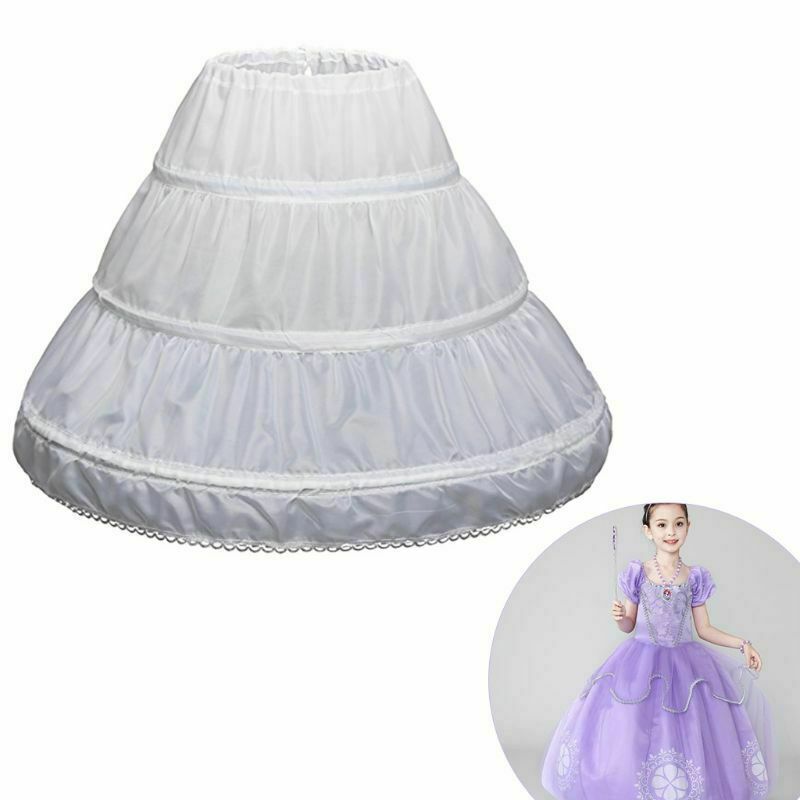 3 Hoop Crinoline Girls Wedding Petticoat Children Princess Dress Underskirt US