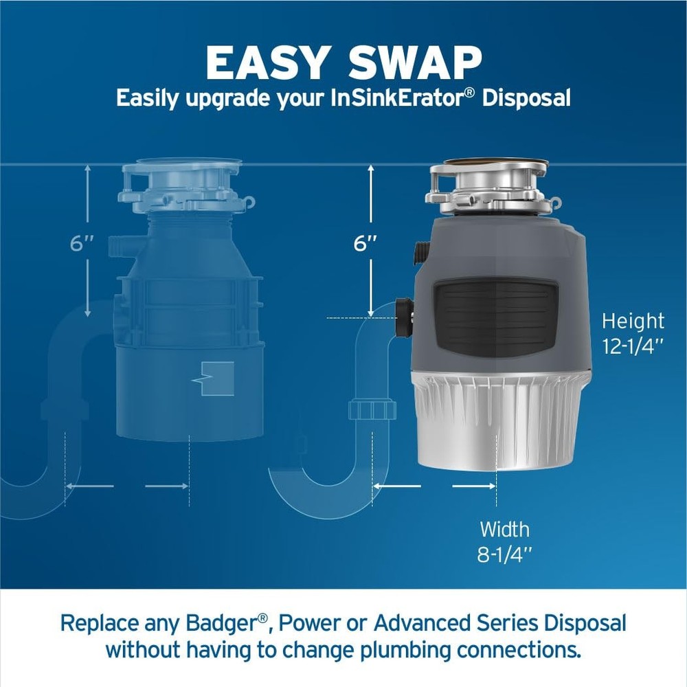 InSinkErator EVOLUTION 1HP Advanced Series Continuous Feed Garbage Disposal Gray