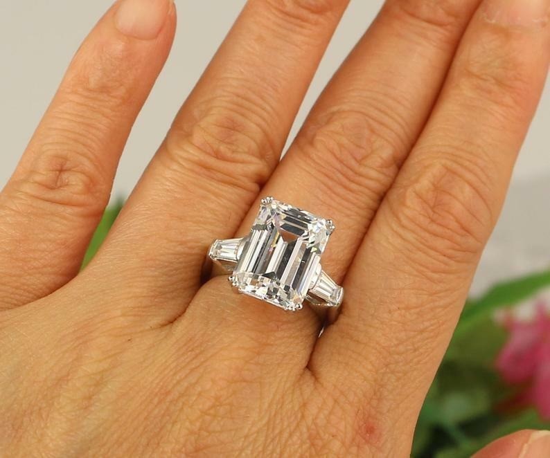 Emerald Cut Lab-Created 5.10 Ct White Diamond Wedding Ring 925 Sterling Silver