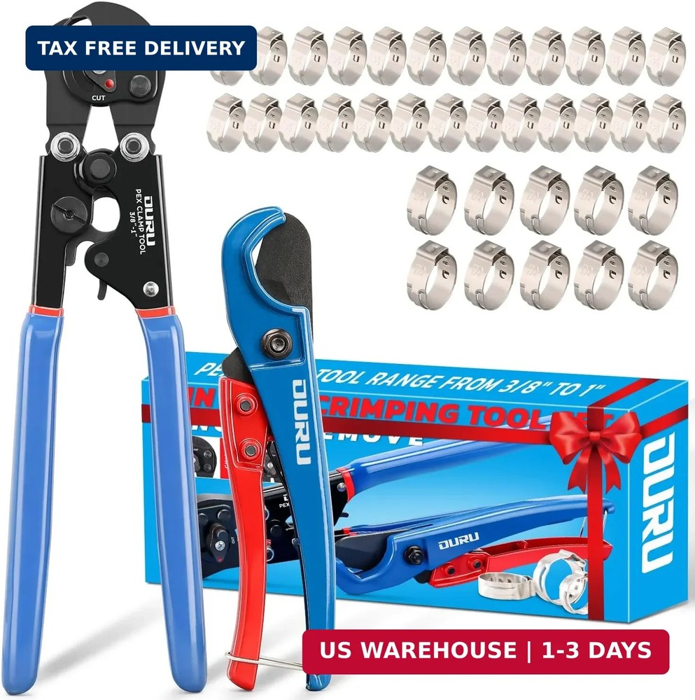 OURU 2 IN 1 Ratchet Pex Crimping Tool Cinch and Remove Combo Function Pex Pipe C