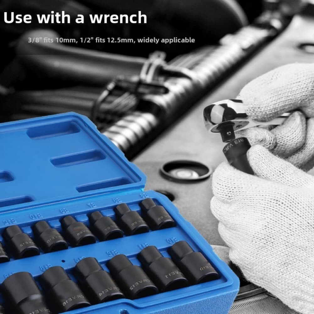 17 Piece E Type Socket Set Quick Bolt Adjustments for Auto and Machinery