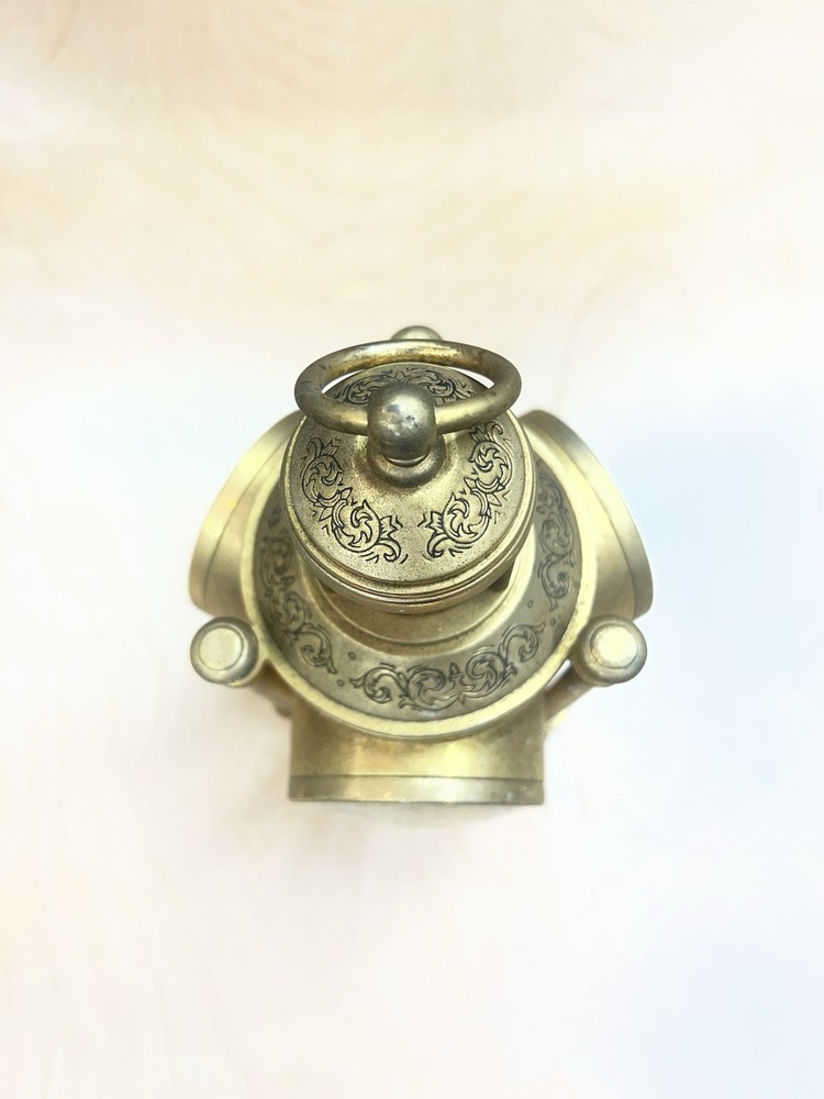 NAUTICAL 3-SIDED BRASS - CLOCK, BAROMETER, THERMOMETER & COMPASS Untested READ