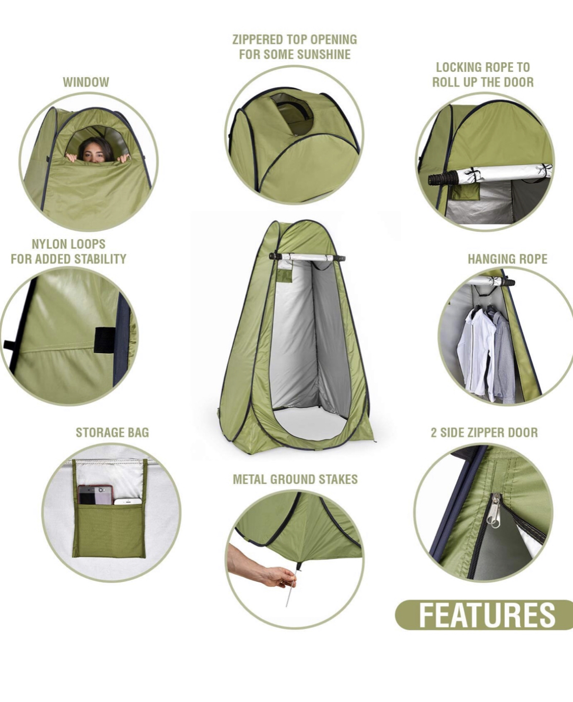 Portable 5' x 5' Pop Up Outdoor Camping Changing Shower Tent Sunless Booth