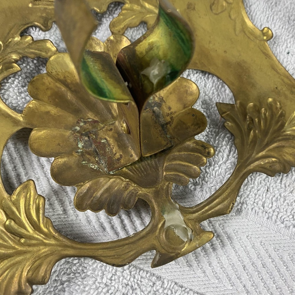 Brass Shell Candle Flame Shields Pair Shell Elegant Grand Millennial Vintage