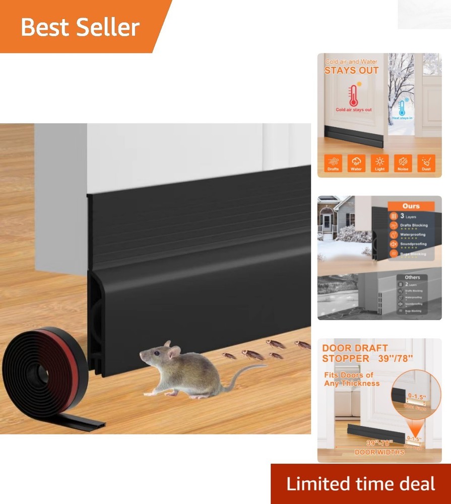 Easy Install 39” Door Draft Stopper - Seal Against Cold & Pests Efficiently