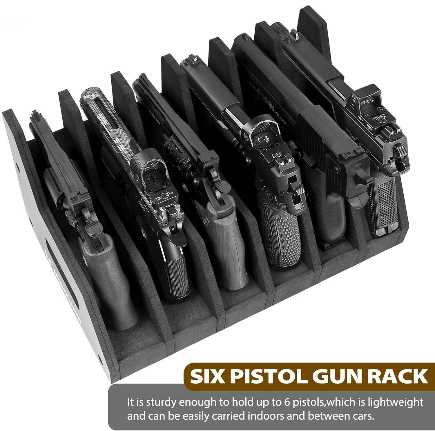 Gun Rack for 6 Handguns, Pistol Holder Organizer Accessories Gun Safe Organizer