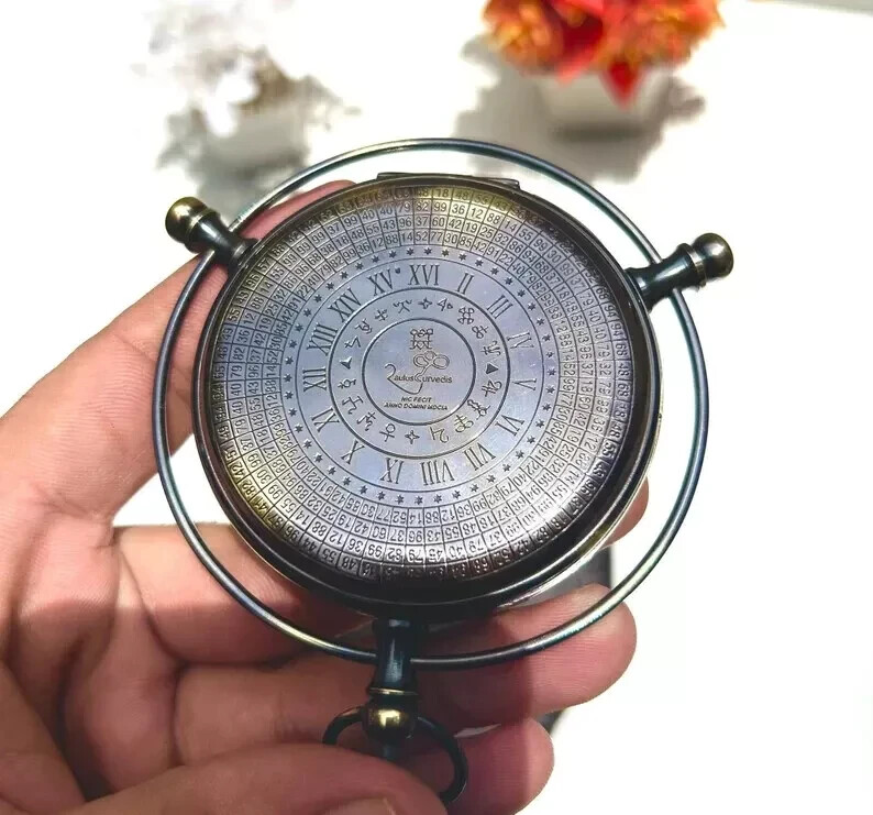 Antique Brass Compass 'Original' Alethiometer Symbol reader Truth