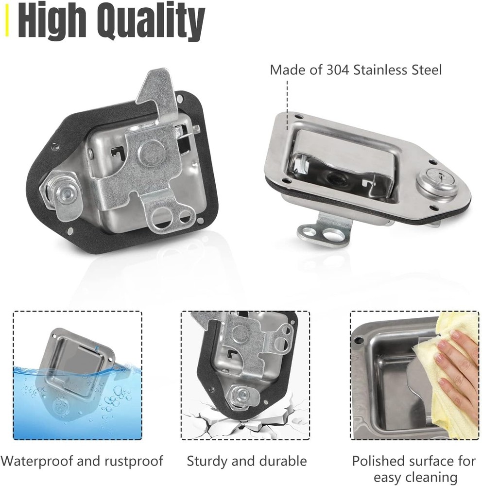 YESHMA 2Pcs Truck Tool Box Latch Toolbox Paddle Lock 2 Pieces, Silver