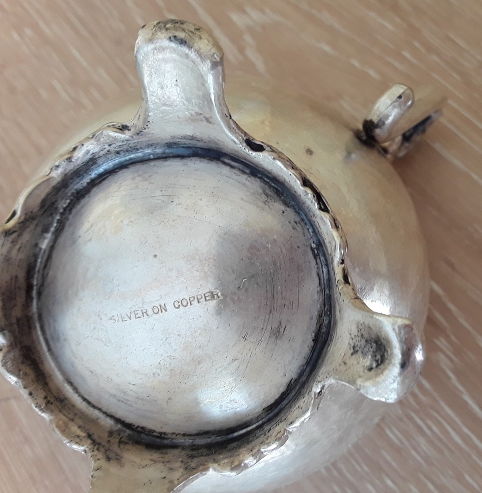Vintage Silver on Copper Creamer 3 1/2"