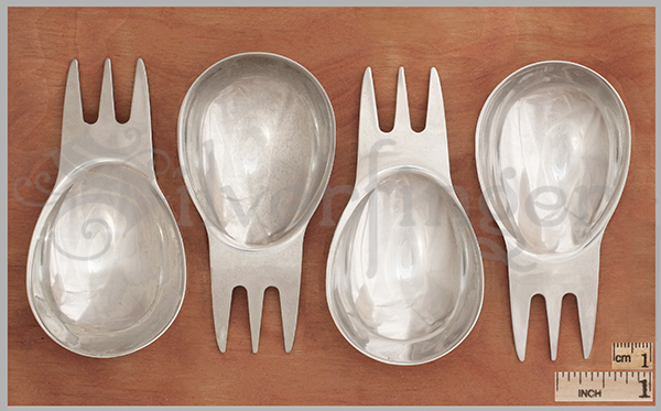 4 PCS MINI SPORK STAINLESS STEEL Spoon + Fork Tool : Camping Hiking Flatware