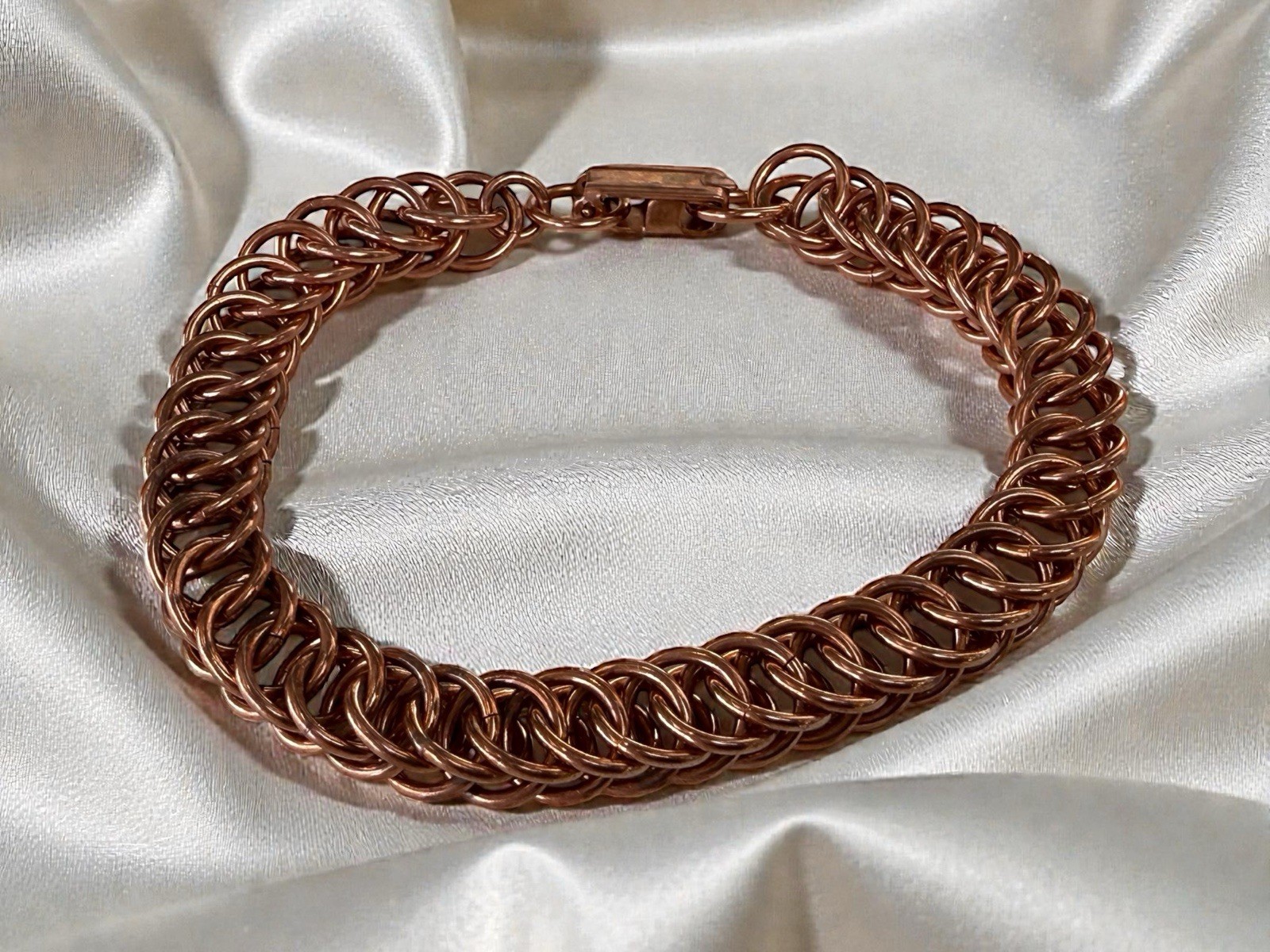 Solid Copper Bracelet • Persian 4-1 Chainmail • Handcrafted • Variety of Sizes