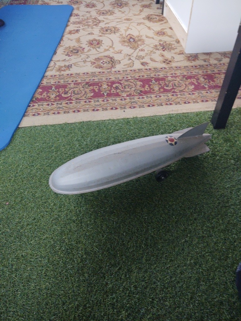 RARE 1930s Steelcraft akron graf zeppelin blimp airship pressed steel pull toy