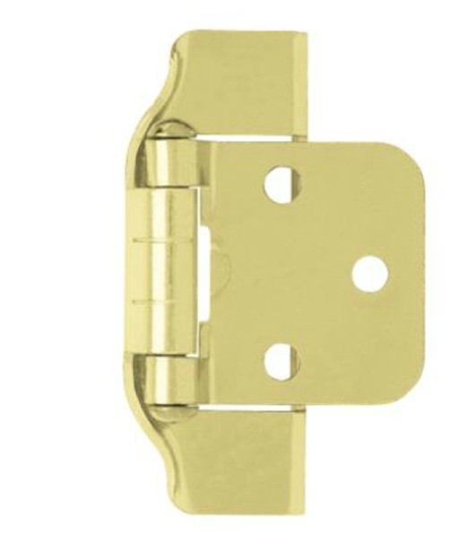 (12 Pack) Pair 1/2" Overlay - Partial Wraparound Hinge - Brass