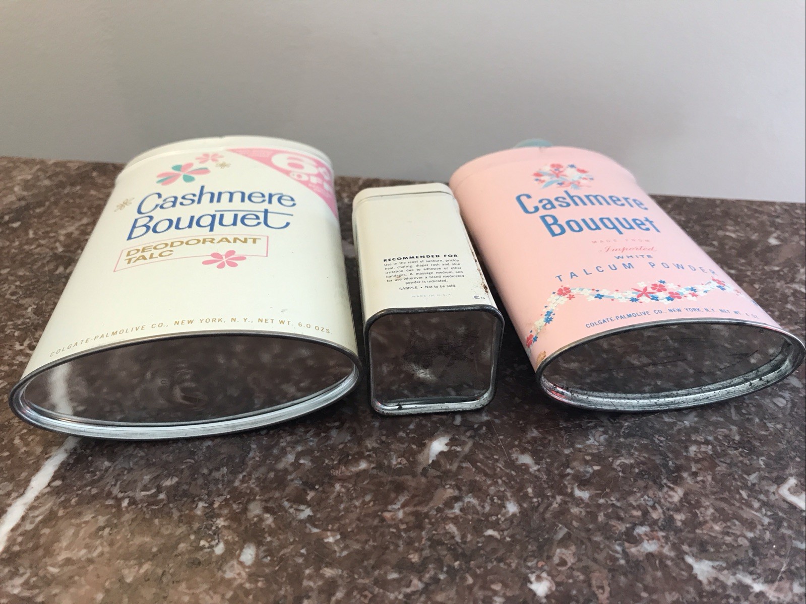 Vintage Talcum Powder Tin Lot X 3 Cashmere Bouquet Deoderant Talc