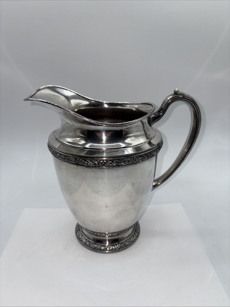 Antique Silver Plated Oneida MAYBROOK Water Pitcher Ornate Handle