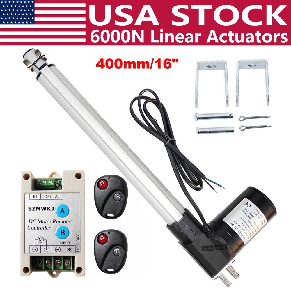 Linear Actuator 16" Stroke DC 12V 6000N Putter Motor W/ Controller Brackets Sets