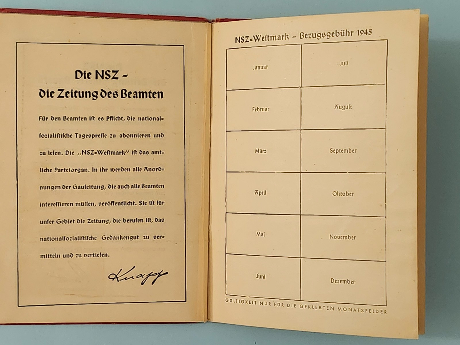 WW2 Germany. "NSZ WESTMARK" newspaper book.