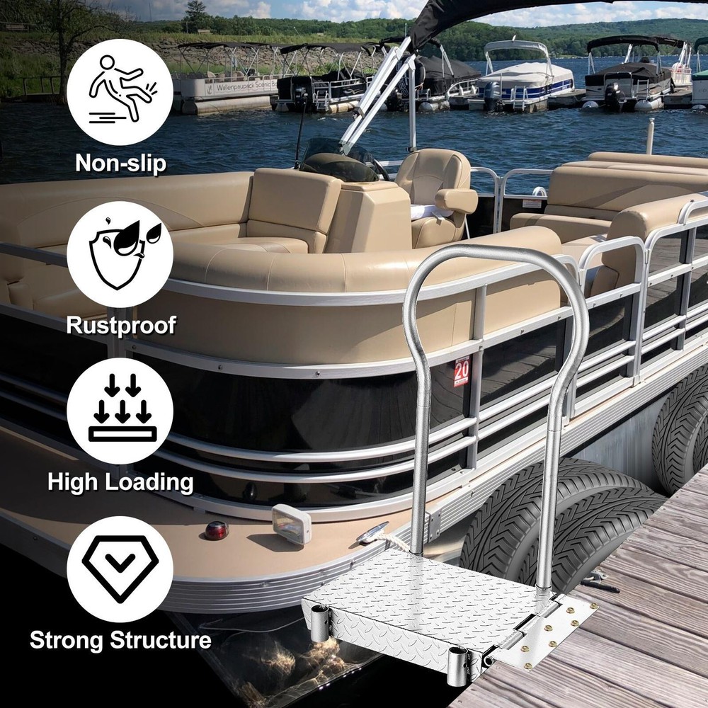 Boat Boarding Platform,Foldable Dock Boarding Platform W/ Handle 500LBS Capacity