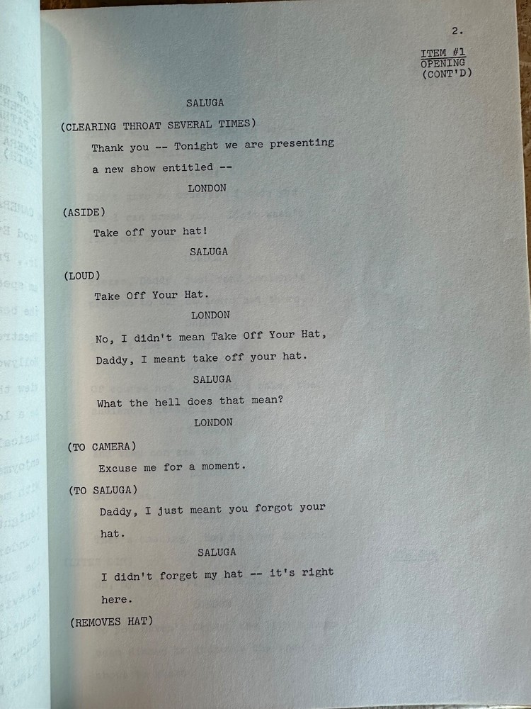 OPENING NIGHT TV SHOW SCRIPT HAND SIGNED GEORGE GOBEL PERSONAL